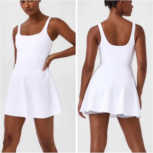 Spanx 2X The Get Moving Easy Access Square Neck Dress White Plus Size - Picture 1 of 6